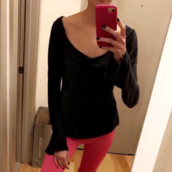 Express Midnight / Navy Scoop Neck Long Sleeve Tee - Picture 1 of 5